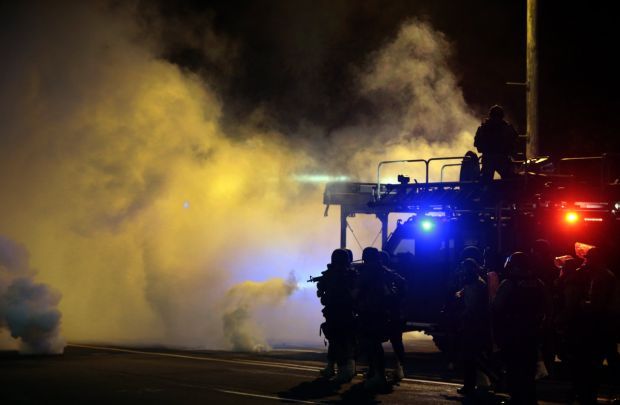 Tear gas shot at protestors